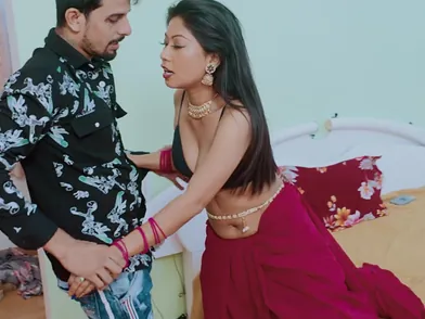 Desi Indian Assam adult movie star Gargi's first time in a saree with her BF