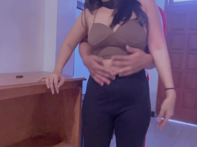 Insatiable Desi Aunty gets stuck in a gas station office during work hours and takes a real homemade prank