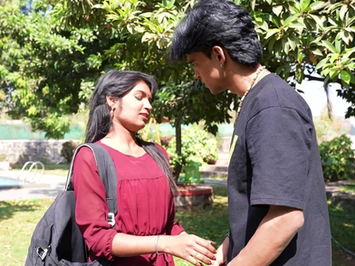 Dirty college girls hook up with each other in a hot Oyo guest room video