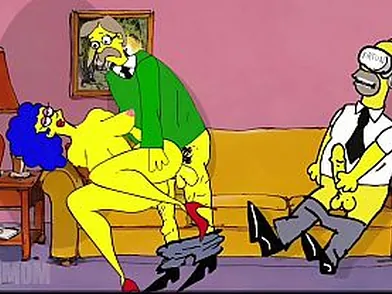 Wife cheats on her guy with other dudes in secret, but can't fight back getting ravaged by Simpson parody Animation