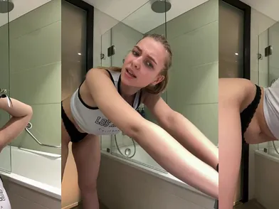 Watch this blonde Indian teen play with herself in the bath and get off to Jucielussie's homemade fun